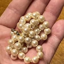 MONET Vntg Pearl Necklace 20" Hand Knotted Cream White Faux Pearls NICE TIGHT A1 | eBay