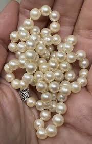 Vintage White Gold Filled Clasp 5MM Knotted Cultured Pearl Bead Necklace 24” | eBay