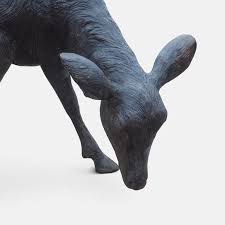Cast Bronze Grazing Fawn Sculpture at 1stDibs