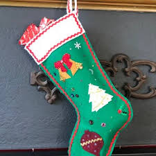 White & Red Heirloom Keepsake Retro Felt and Sequined Christmas Stocking. - Etsy