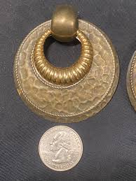 VINTAGE BRONZE & GOLD TONE DOOR KNOCKER EARRINGS 2.5” | eBay