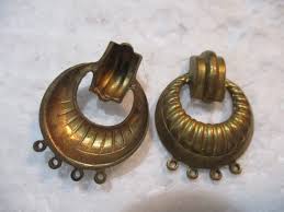 Vintage Art Deco Die Struck Patina Brass Earring Drops ...