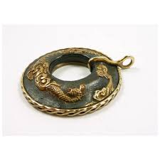 Artisan Hand Crafted Pendant with Antique Dragon Fuchi. For ...