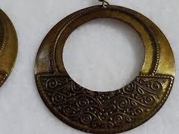 Vtg-Antiqued-Metal Bronze colored -Hoop Pierced Earrings ...