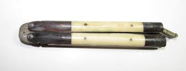 Sold at Auction: VINTAGE BUTTERFLY KNIFE BALISONG BONE HORN ...