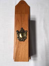 VINTAGE SOLID OAK WOOD FIREPLACE MATCH HOLDER WITH MEDALLION ...