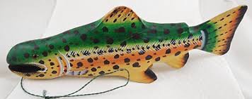 Vintage Colorful Carved Wooden Fish Hand Painted Wood ...