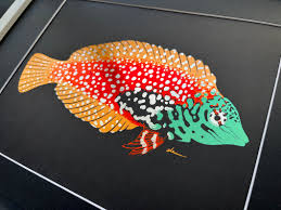 Leopard Wrasse Foil Art Print – lazycoffeedesign