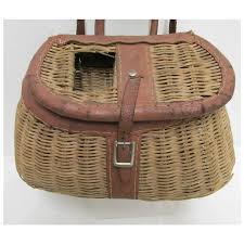 Fishing Leather Bound Fishing Creel or Basket. For Sale at Ruby Lane