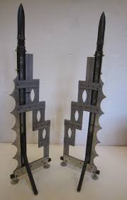 Pair of Very Tall Art Deco Revival Andirons, Handcrafted in ...