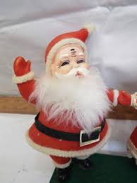 Vintage Santa & Mrs Claus Felt on Blow Mold Celluloid ...