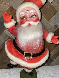Vintage Large Mid Century Dancing Flocked Plastic Santa ...