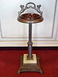 Mcm Metal Ashtray Stand With Shelf And Glass Ashtray 28.5"