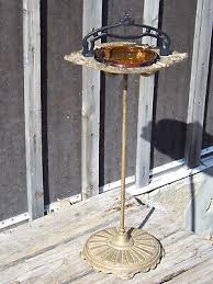 Vintage Art Deco Smoking Stand Ashtray glass cast iron 26 ...