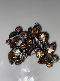 Vintage made In Austria Brooch Crystal Topaz Leaf Type | eBay