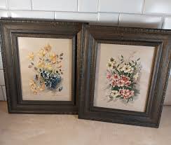 B. Riasni ~ Pair Framed Colorful Floral Lithograph Art Print ~ 12"x14" ~ Vintage | eBay