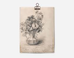 POSTER PRINTS | Vintage Floral Sketch I | Antique Drawing of ...