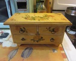 Distressed Miniature Bureau Jewelry Box, Florentine Three Drawer Dresser, Vintage Dollhouse - Etsy