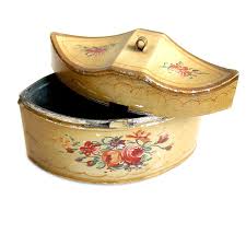 Antique French Hand Painted Roses Tole Box - frenchgardenhouse