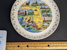 Vintage Souvenir Plate FLORIDA Sailfish Cypress Gardens Map | eBay