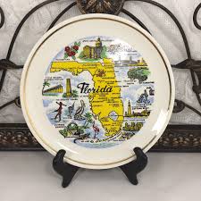 Florida Souvenir Plate, Florida Collectible Wall Plate Decor, Carvel Federal Florida Plate, Vernon Kilns Florida Plate, Sabin Crown of Gold - Etsy