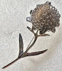 Vintage Silver Tone Wired Burple Petals Floral Stemmed ...