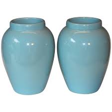 Pair of RRP CO Oil Jars Vases Sky Blue Large Vintage ...