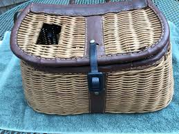 Vintage Wicker and Leather Fishing Creel Basket w/ Ruler ...