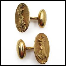 Victorian 14K Yellow Gold Lady Golfer Cufflinks. For Sale at ...