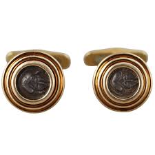 Bulgari Bvlgari Ancient Coin Gold Cufflinks Thrace Mesembria ...
