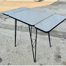 Vintage Grey Formica Top Iron Legs Drop Leaf Kitchen Table ...