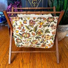 Vintage Floral Magazine Rack: Mid-century Folding Knitting Storage - Etsy
