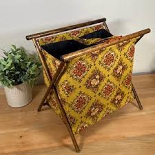 Vintage Collapsible Sewing Basket | Mid-century Wooden Frame, Floral Fabric & Bakelite Latch - Etsy