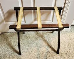 Vintage Wooden Luggage Rack With Floral Tapestry Straps Suitcase Display - Etsy