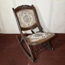 LOT 32B: Vintage Folding/Cane Back Wooden Rocking Chairs ...