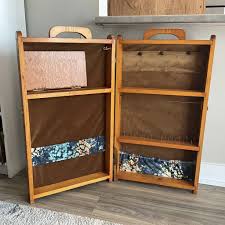 Vintage Floral Fabric Sewing Cabinet: Wood Thread Spool ...