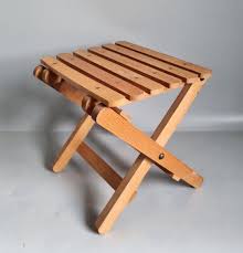 Vintage Small Wooden Slatted Folding Stool Table Plant Stand ...