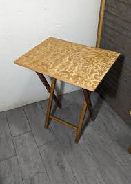 Vintage Set of 3 Wood Folding TV Trays Tables + Stand Rustic Farmhouse E36 | eBay UK