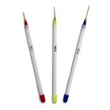 White Handle Nail Art Brush Set 3pc