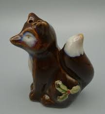 Fox & Deer Holly Berries Glazed Pottery Salt & Pepper ...