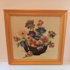 1940s/50s Hand Embroidered Picture Bowl of Anemones 13" X 12" 33cms X 30cms - Etsy