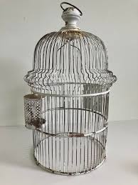 Vintage White Painted Metal Birdcage – Decorative Farmhouse ...