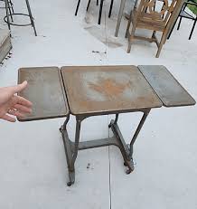 Vintage Luxco 40's Metal Typewriter Table Gray Drop Side Rolling Industrial DR's | eBay