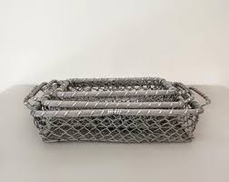 Set of 3 Silver Nesting Metal Wire Baskets With Handles - Etsy