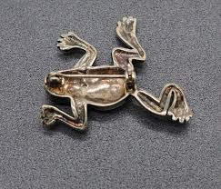 Vintage Sterling Silver & Marcasite Frog Pin Brooch ...