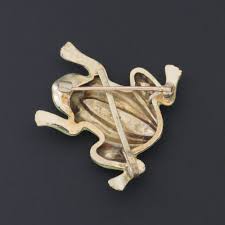 Frog Brooch | Vintage Enamel Frog Brooch - Trademark Antiques