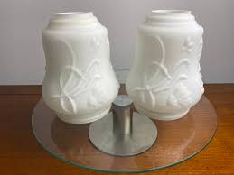 Vintage Set of 2 White Glass Lamp Shades | Classic Globe ...