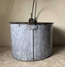 Vintage Light Blue Swirl Graniteware Enamelware Berry Bucket | eBay