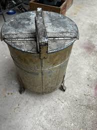 Vintage Galvanized Oil Rag Trash Waste Can Underwriters ...