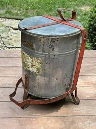 Vintage Justrite Industrial Metal Waste Can With Fully ...